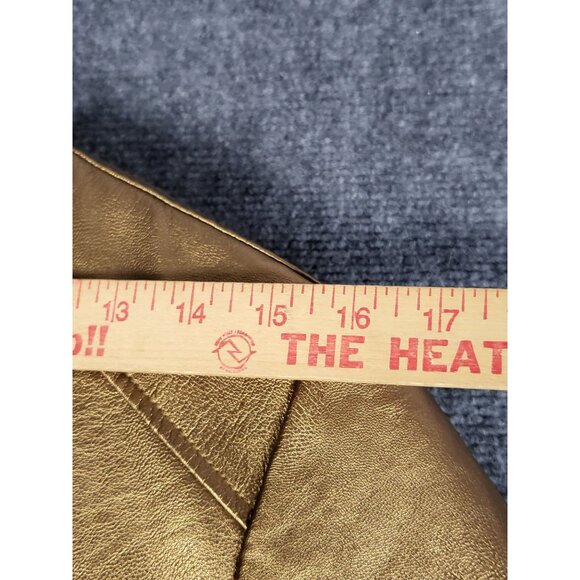 Baccini Metallic Gold Faux Leather Biker Motorcycle Bomber Jacket Women Sz M - Picture 11 of 12